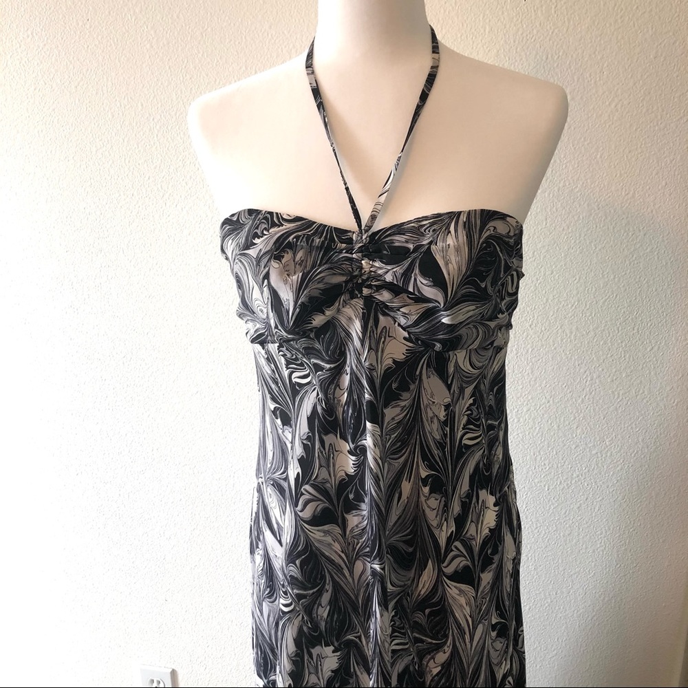 Michael Kors Silk Black/White/Gray Maxi Dress